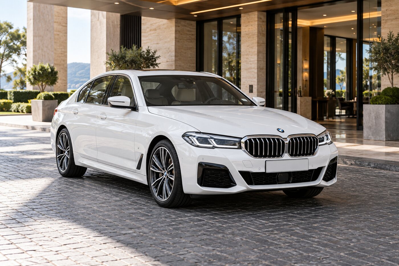 White BMW Luxury Sedan