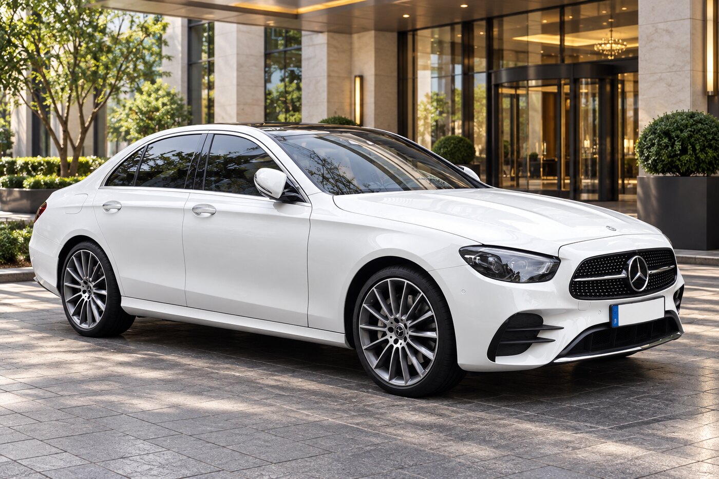 White Mercedes-Benz Luxury Sedan